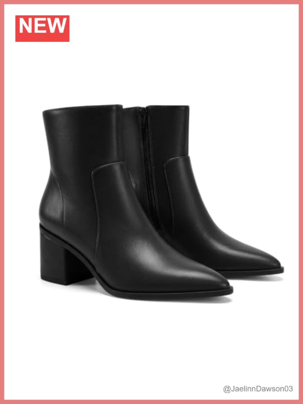 Coutgo Womens Ankle Boots Chunky Low Heel Pointed Toe Zip Booties Faux Leather